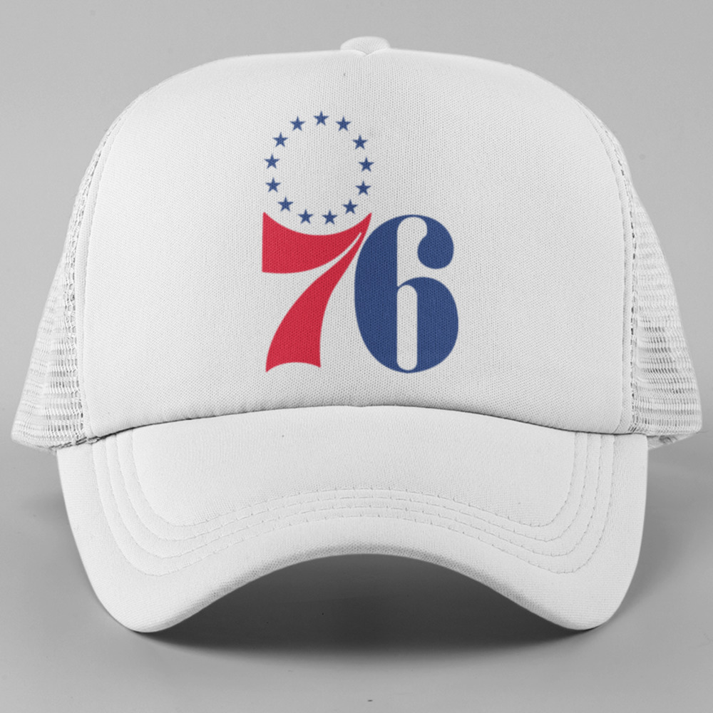 NEW Philadelphia 76ers 1963 Number Foam Trucker Mesh Snapback Hat WHITE - Picture 1 of 2